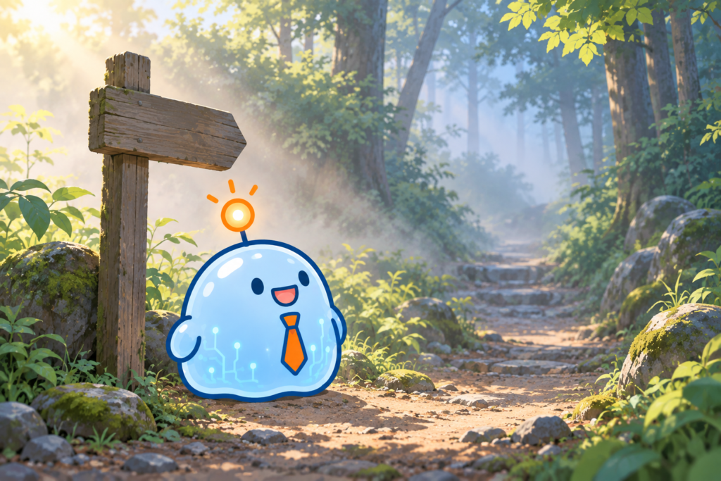 朝の静かな山道の入り口