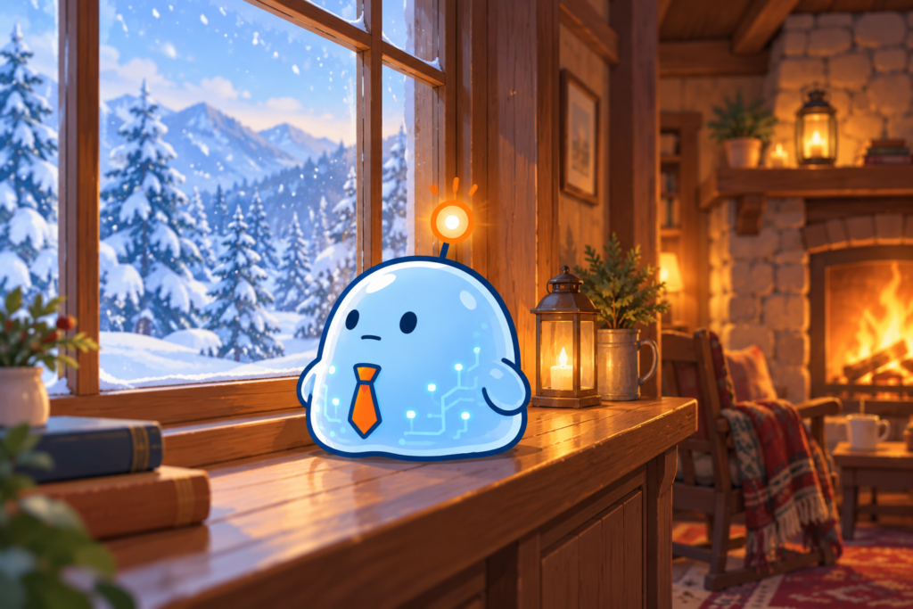 雪の日の山小屋